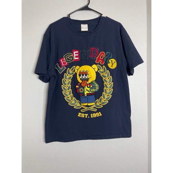 Smoke Rise Other - Smoke Rise Legendary Graphic T-Shirt Navy Bear Patch Embroidered Tee Size L